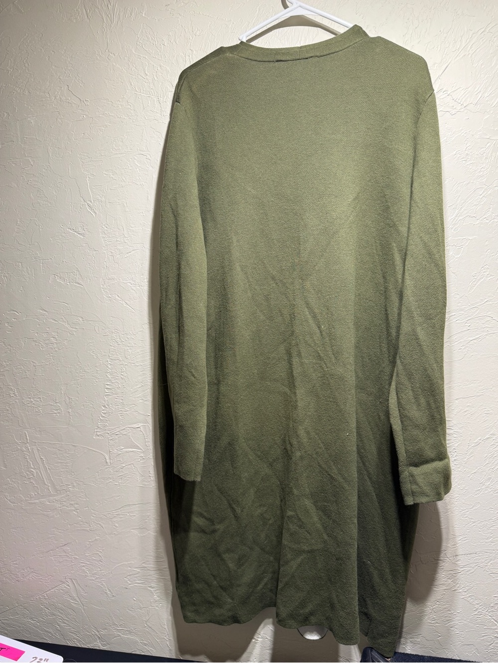 Time & Tru Olive Green Open Front Knit Long Cardigan Size 20 NWOT - Picture 2 of 5